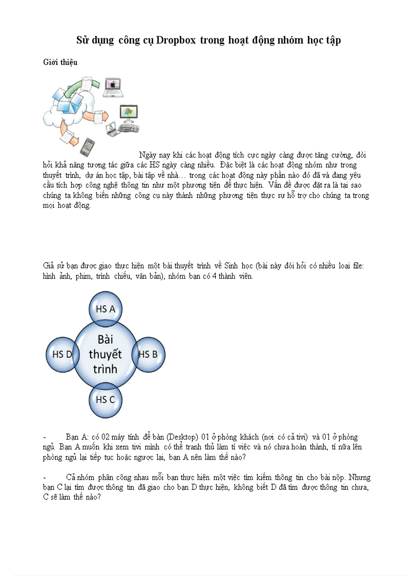 Sử dụng công cụ Dropbox trong hoạt động nhóm học tập