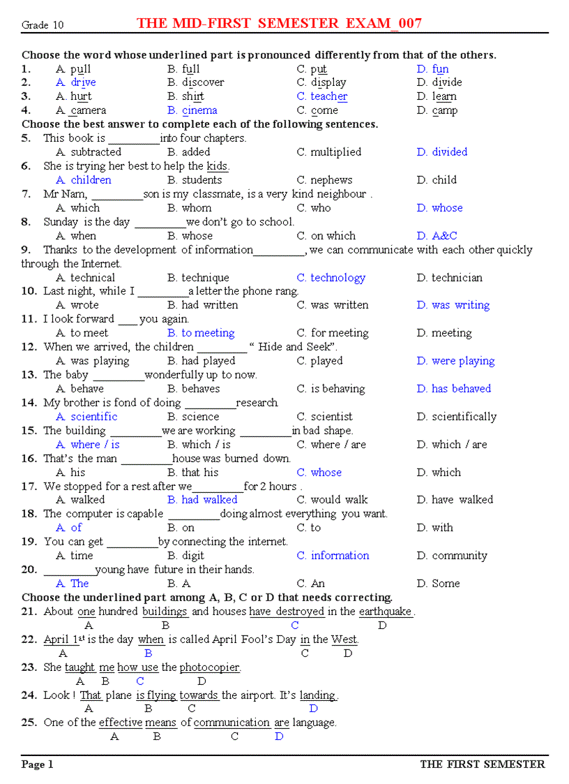 First mid semester test 007