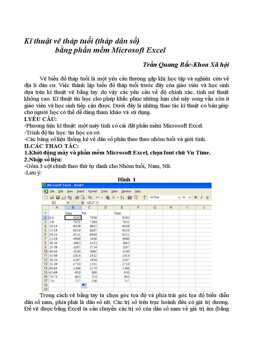 Kĩ thuật vẽ tháp tuổi bằng phần mềm Microsoft Excel