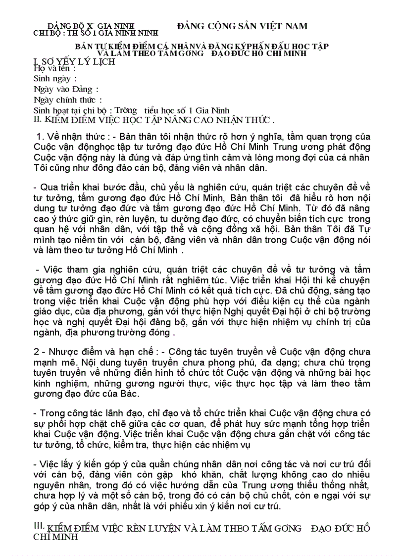 Bài thu hoạch về HCM