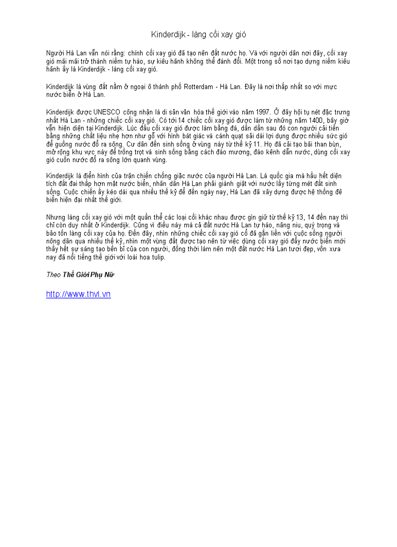 Kinderdijk làng cối xay gió