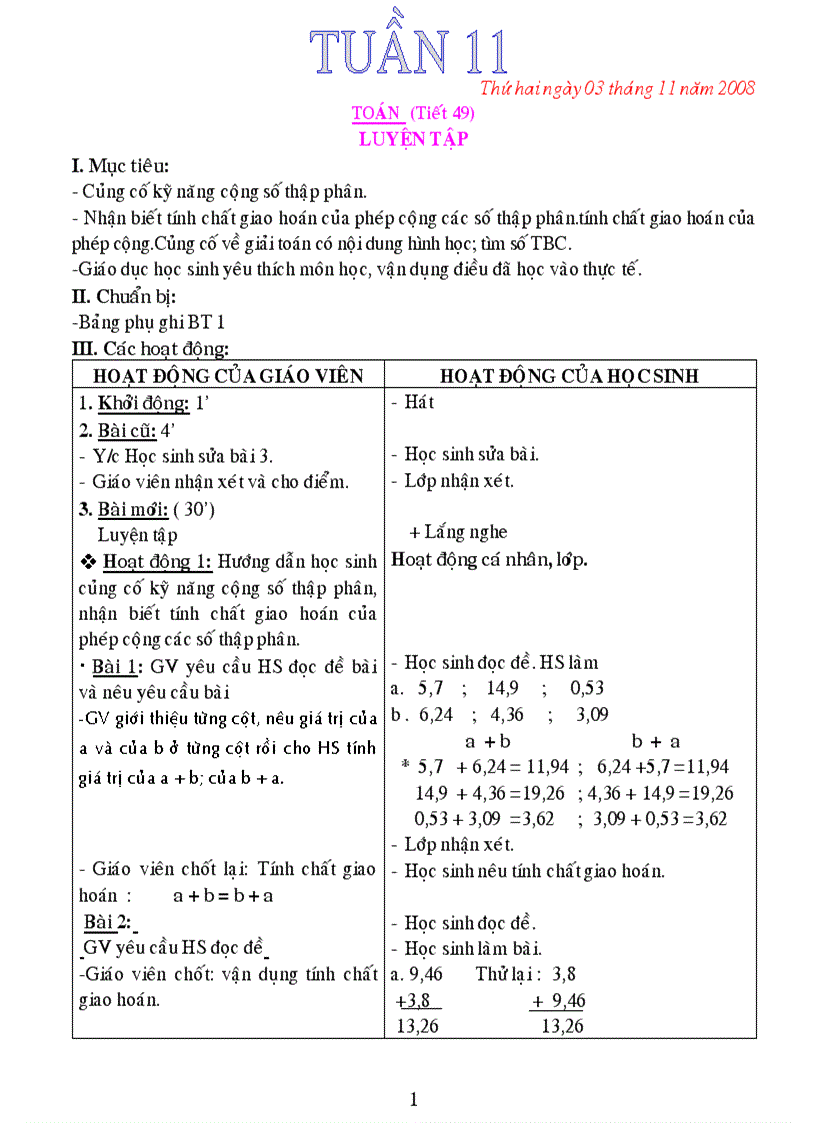 Lớp 5 tuan 11 12