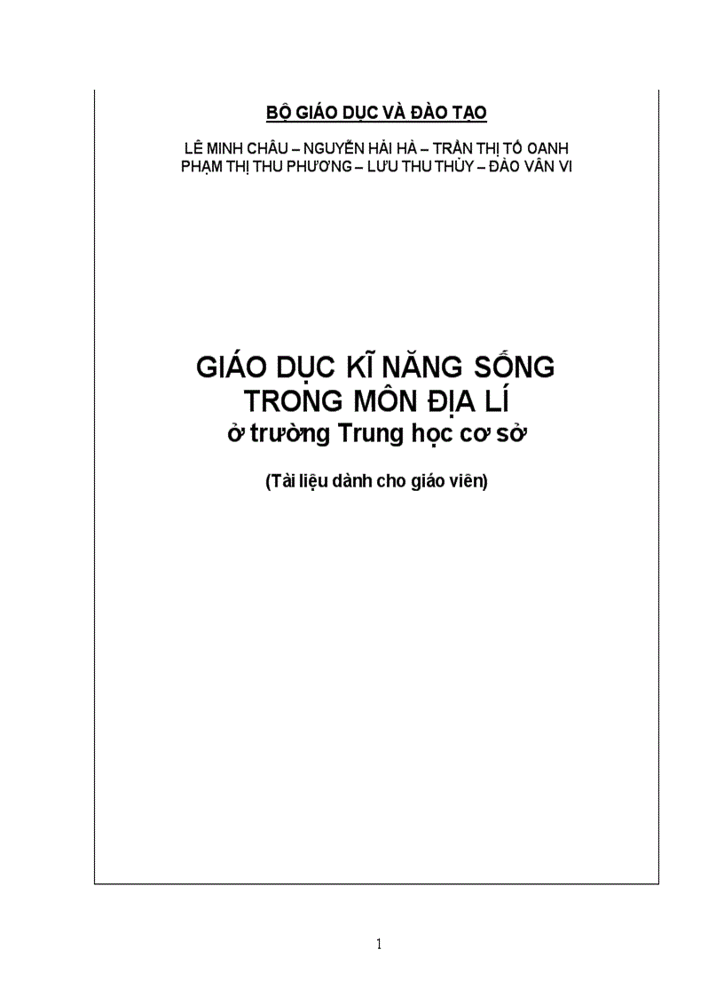 Giáo dục kỹ năng sống trong môn Địa lý ở trường THCS