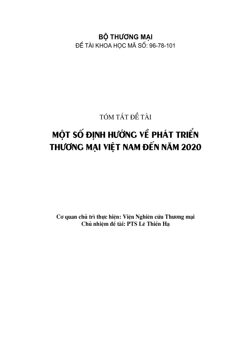 Một số định hướng về phát triển thương mại Việt Nam đến năm 2020