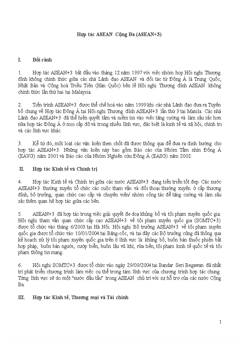 Giới thiệu chung về hợp tác ASEAN 3