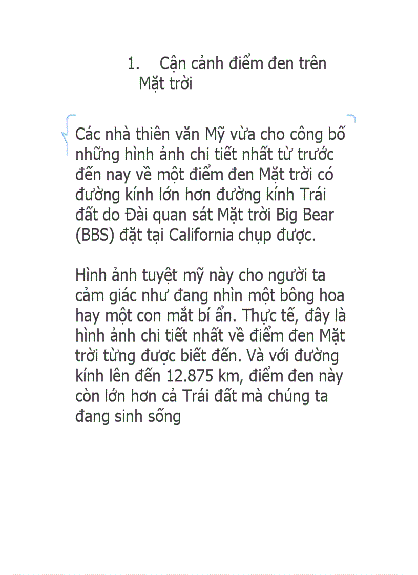 Cận cảnh điểm đen trên Mặt trời