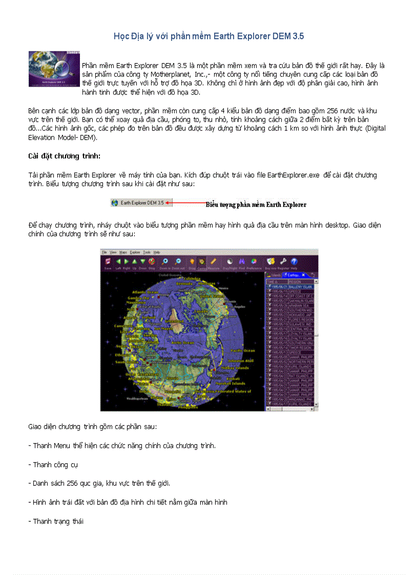 Học Địa lý với phần mềm Earth Explorer DEM 3 5