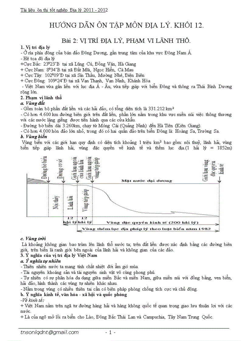 ÔN THI TN Địa 12 đã giảm tải 2012