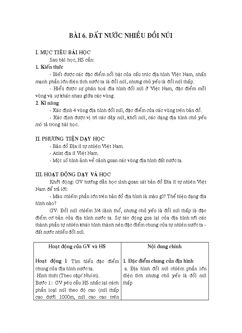 Bài 6 đất nước nhiều đồi núi thao giảng
