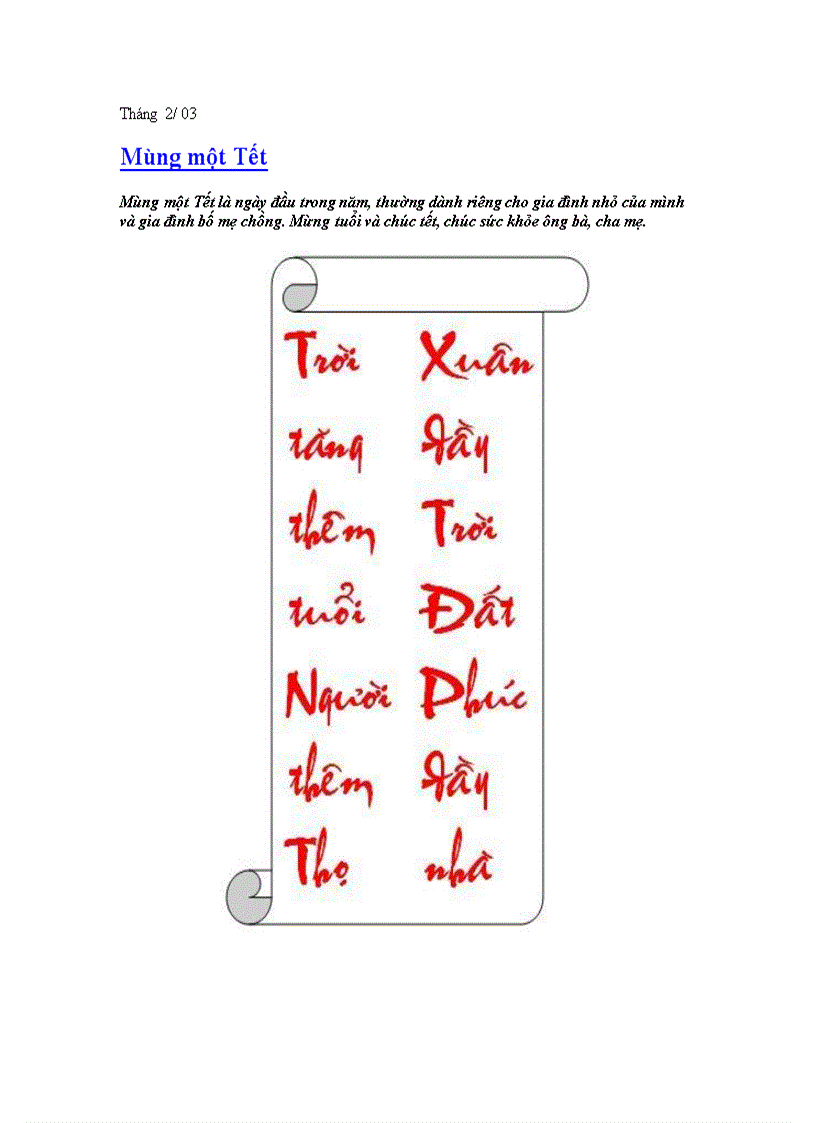 Câu đối mừng tuổi chúc Tết