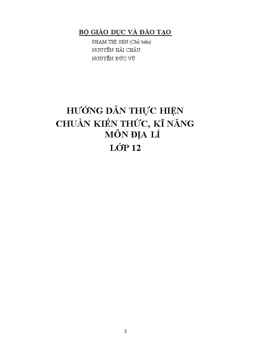 Chuẩn kiến thức 12 để ôn thi TNTHPT Địa lí