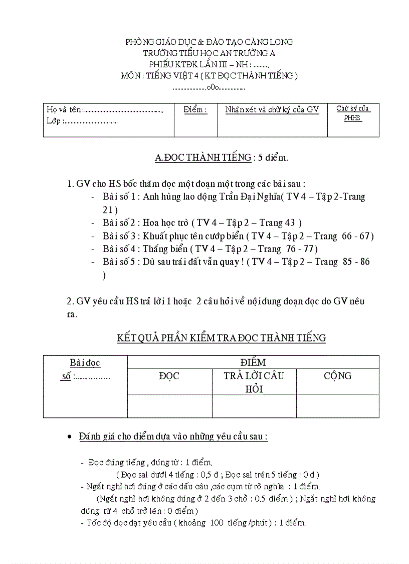 Đề thi GHKII khối 4