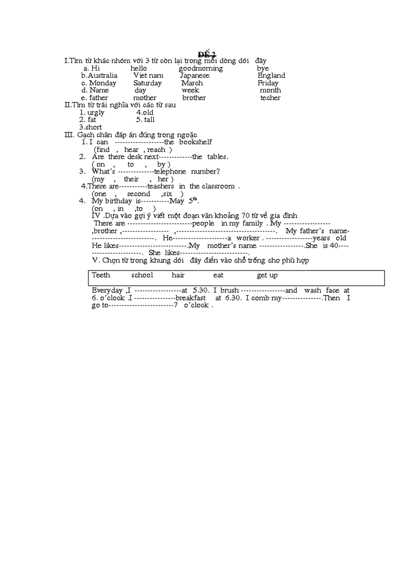 Đề kt Anh K3 09