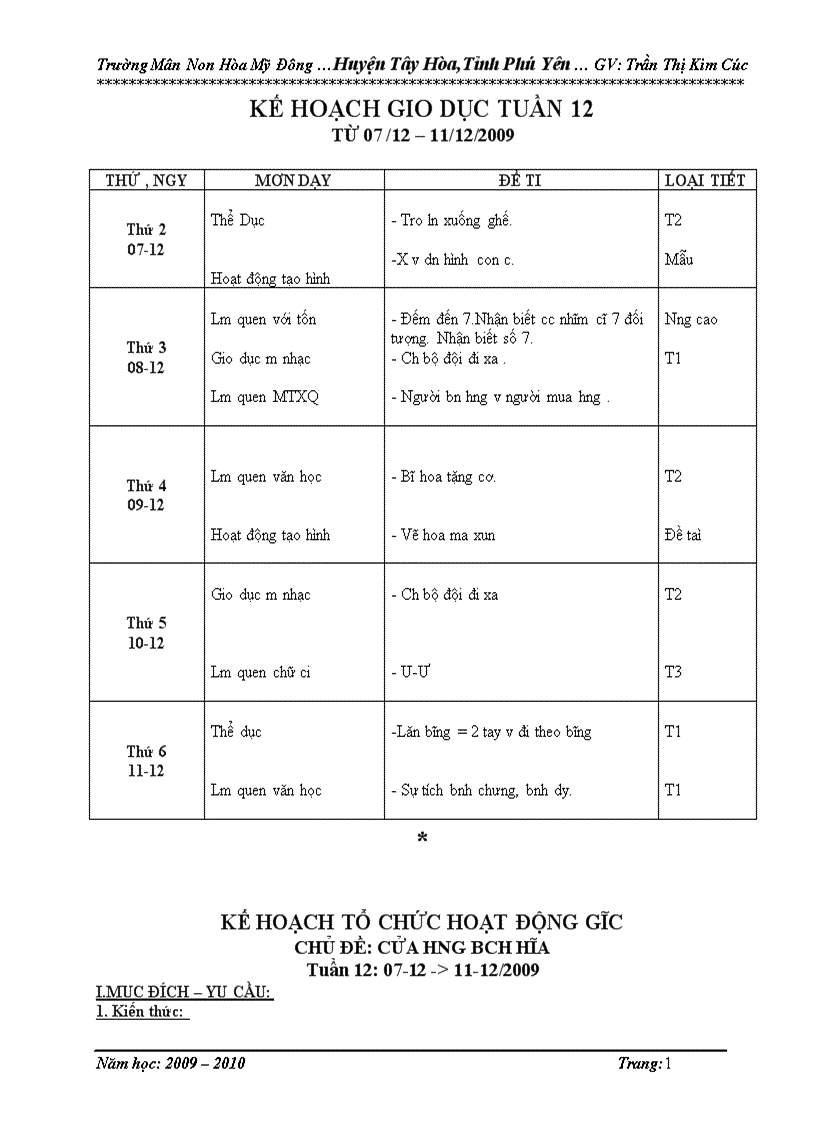 G an tuần 12 lớp 5 tuổi