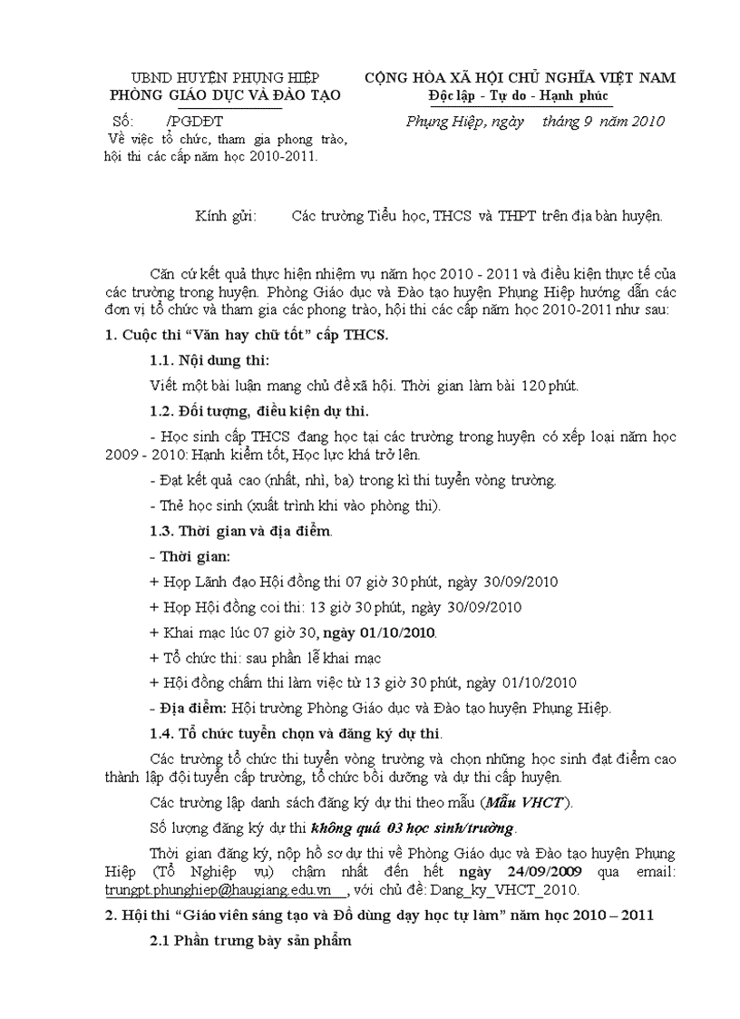 CV 2010 PGD THCS TochucPhongtraoHoithi1011