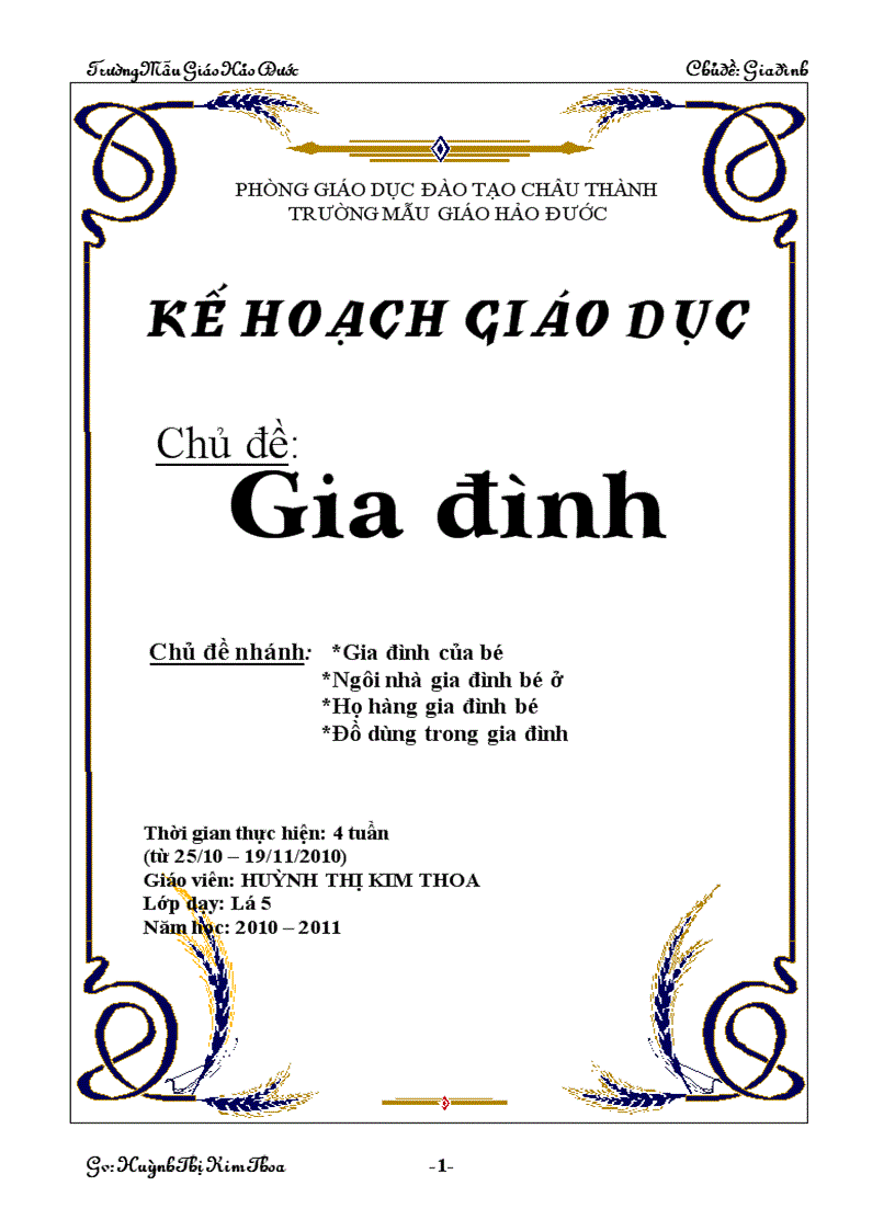 Chủ đề gia đình tuần 1 1