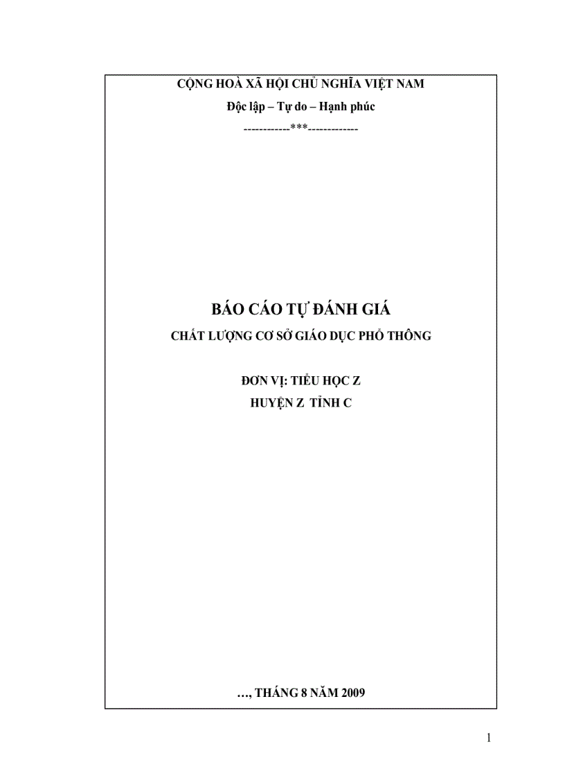 Báo cáo tự đánh giá trường tiểu học