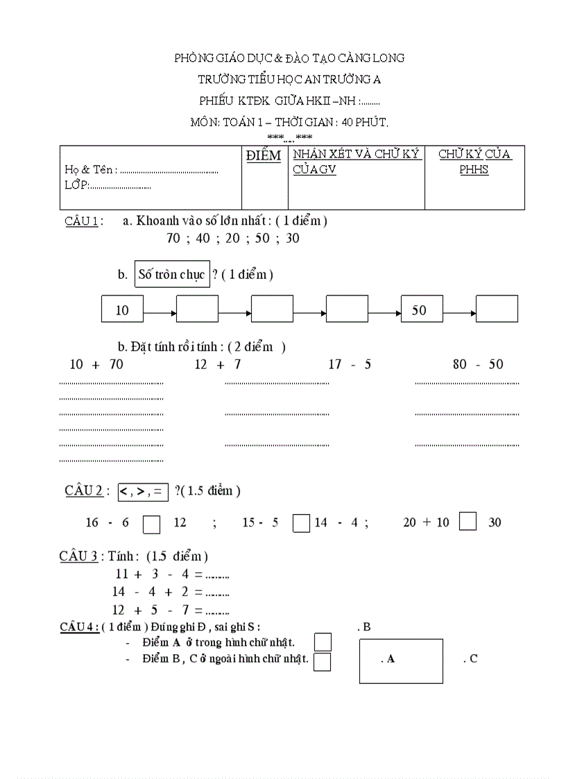 Đề thi GHKII khối 1