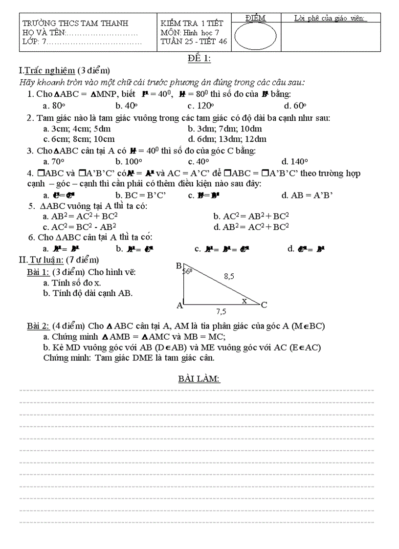 Chuong ii kiểm tra 1 tiết h7