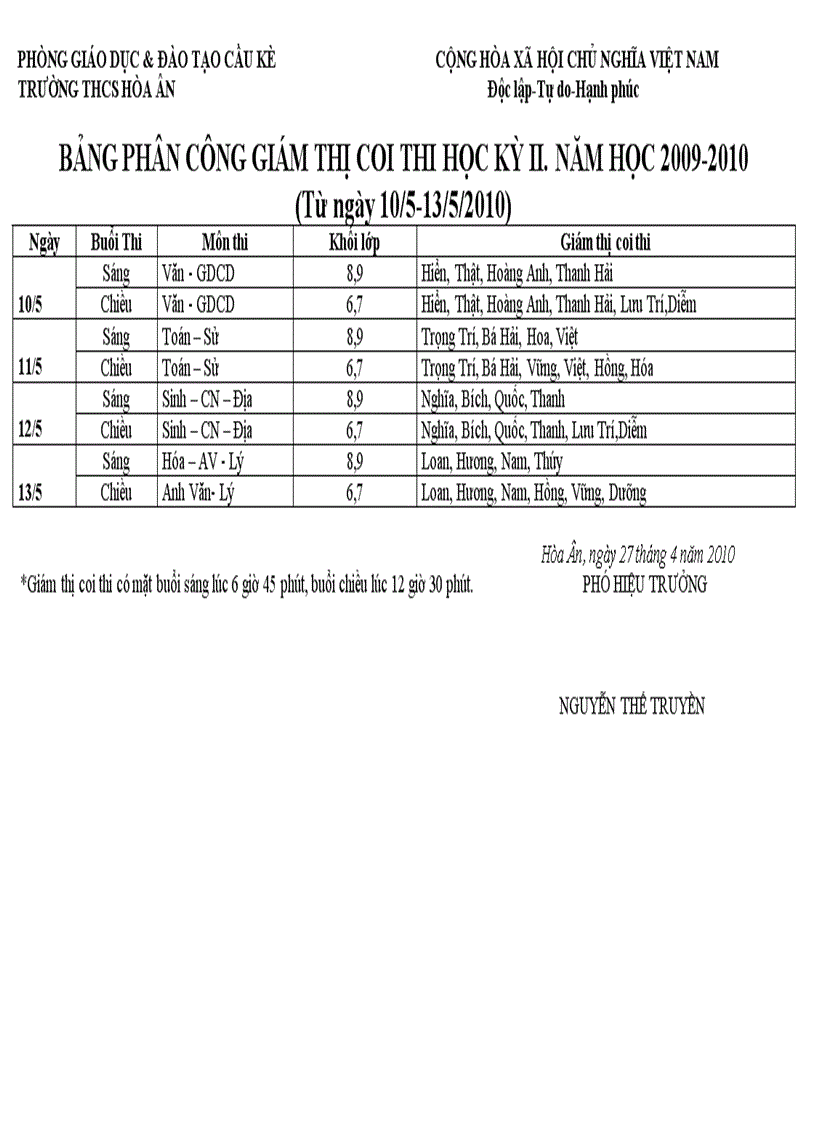 Coi thi học ky ii