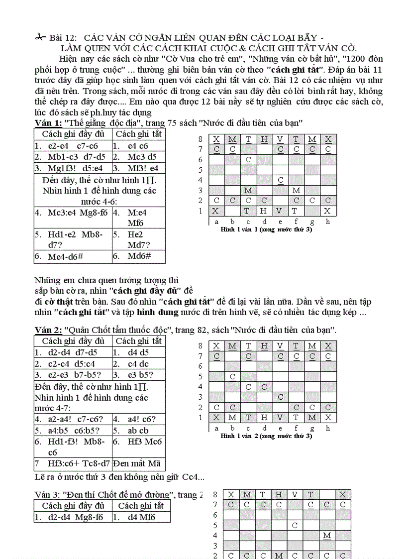 Bồi dưỡng cờ vua Bài 12