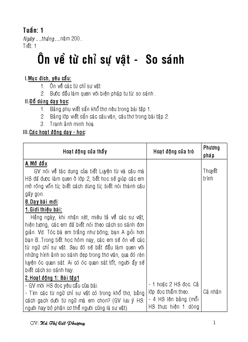 GA luyện từ câu lớp 3