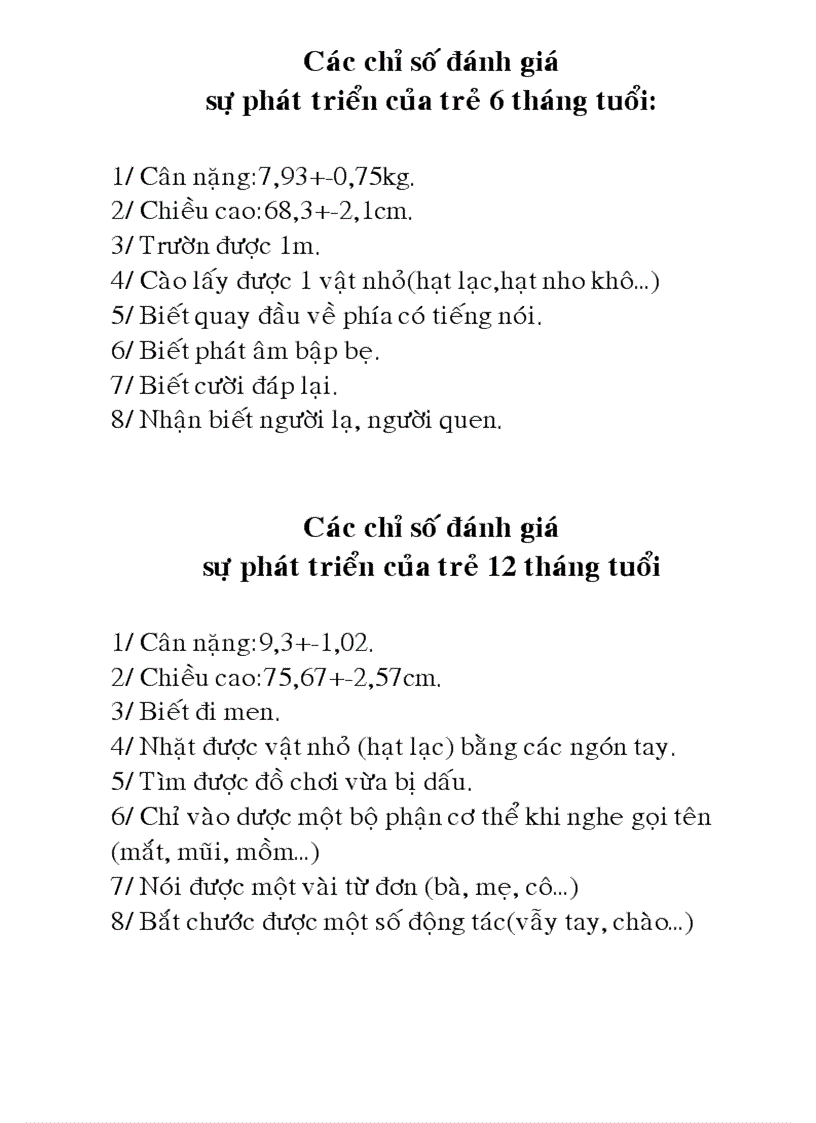 Các tiêu chí đánh giá trẻ mầm non