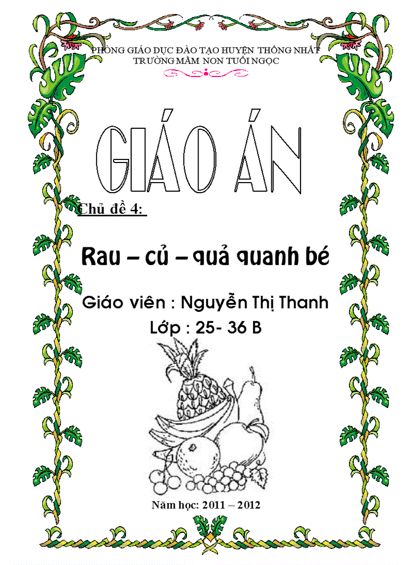 Chủ điểm Rau củ quả nhà trẻ 25 36