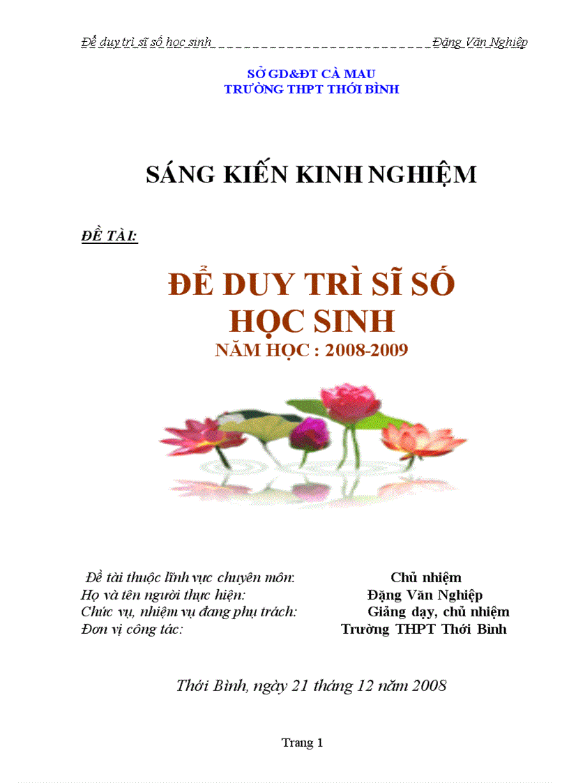 Để duy trì sĩ số học sinh