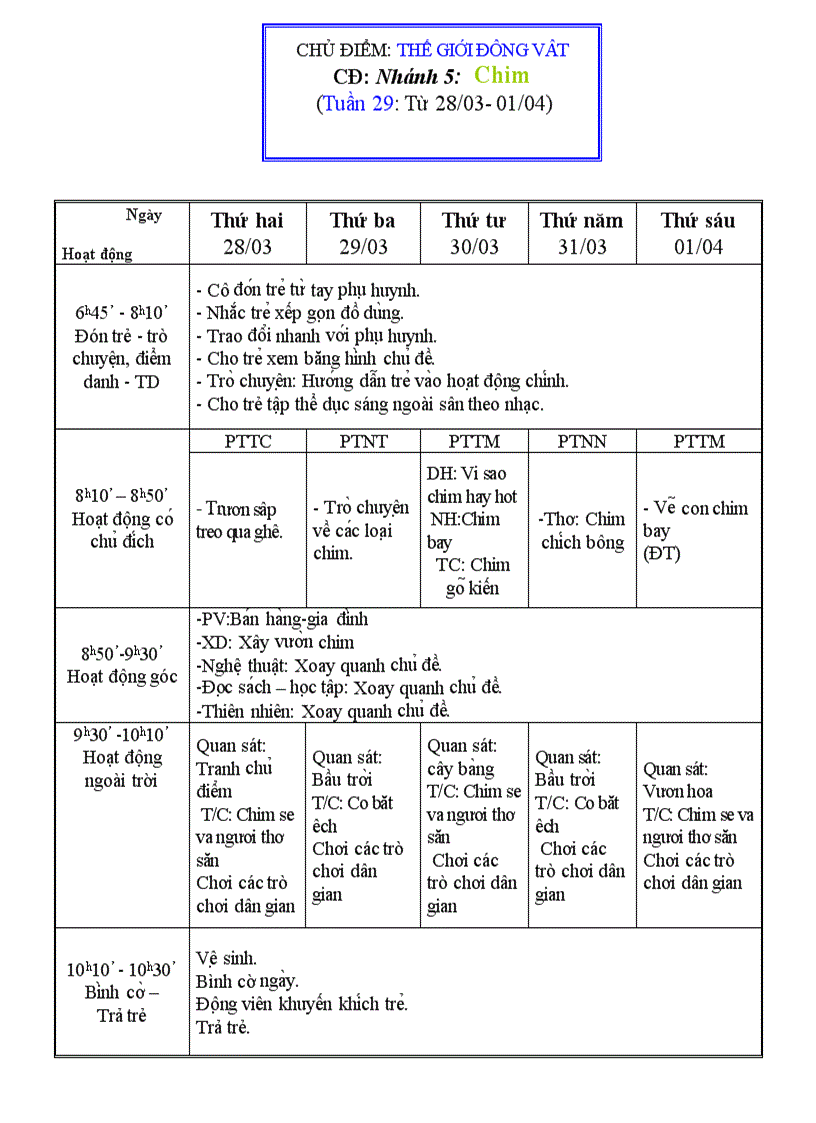 Chu de dong vat tuan 29