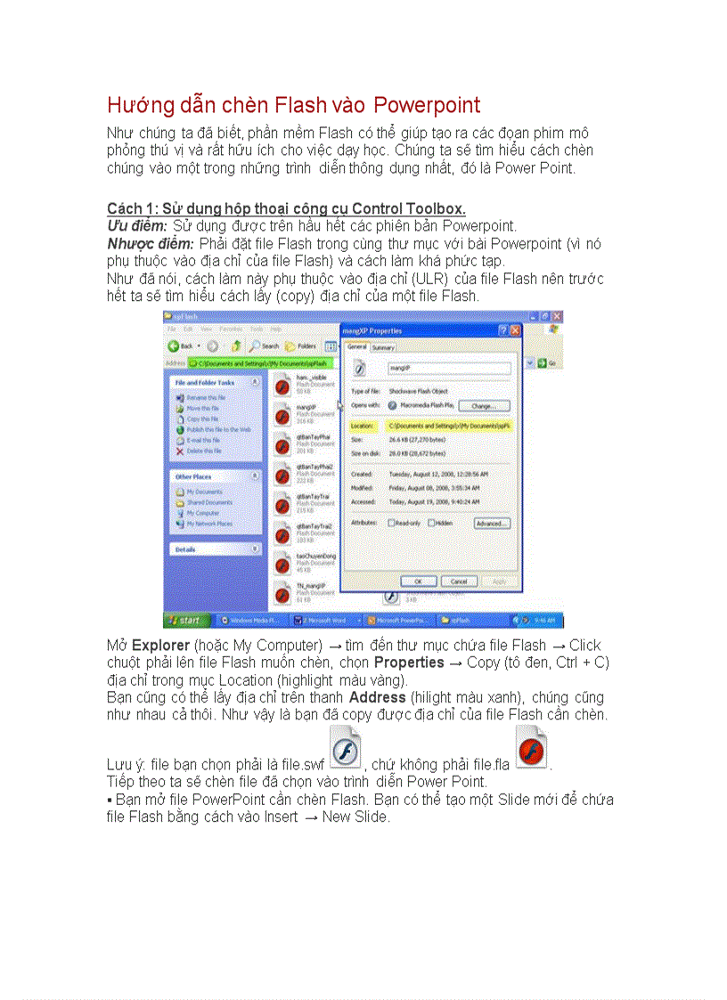 Cách chèn flash vào powerpoint