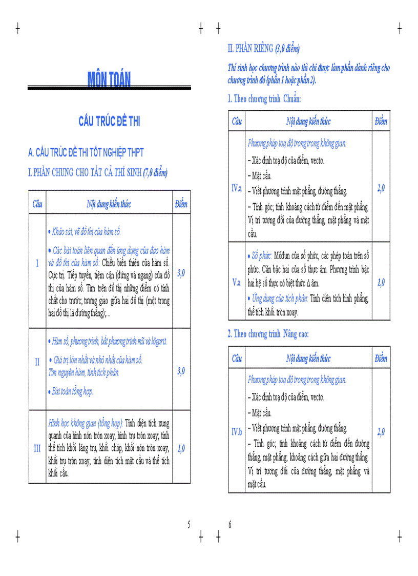 Cấu trúc đề thi TN ĐH môn TN năm 2009