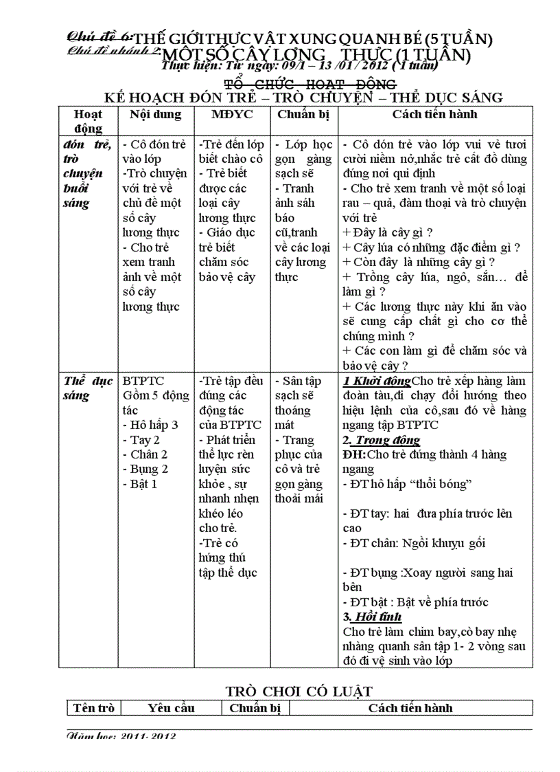 Giáo án cây lương thực 5 tuổi