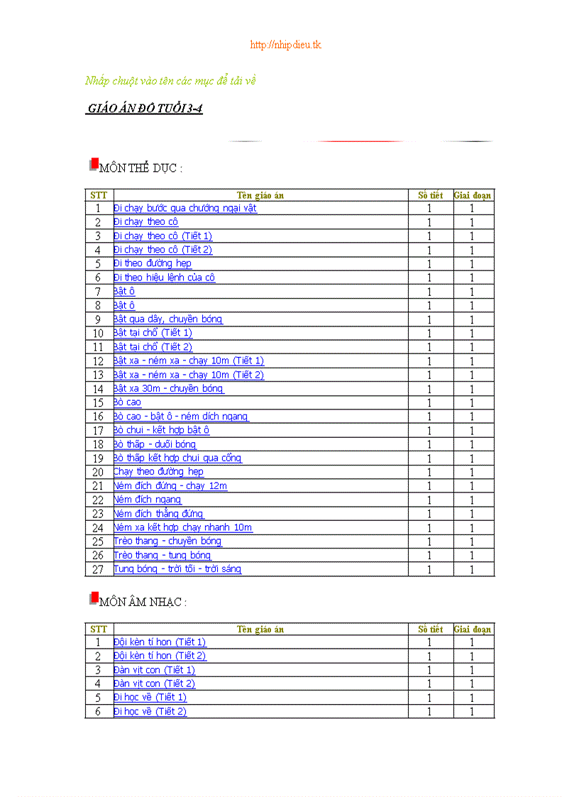 Giáo án mầm non độ tuổi 3 4 4 5 5 6