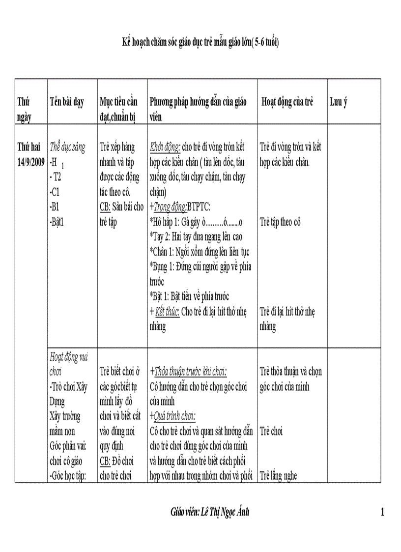 Giáo án tuần 1 chủ đề bản thân