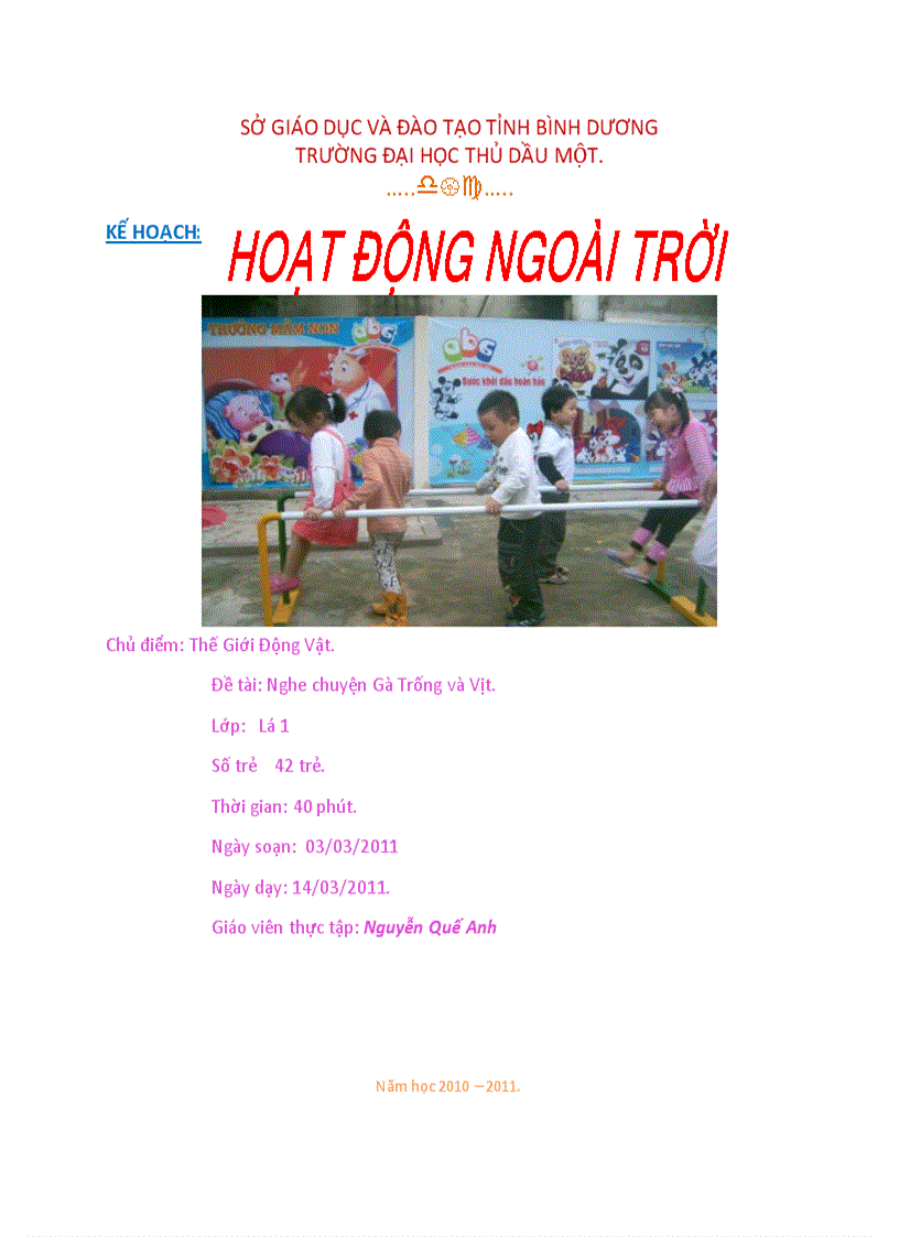 Hoat dong ngoai troi lop la