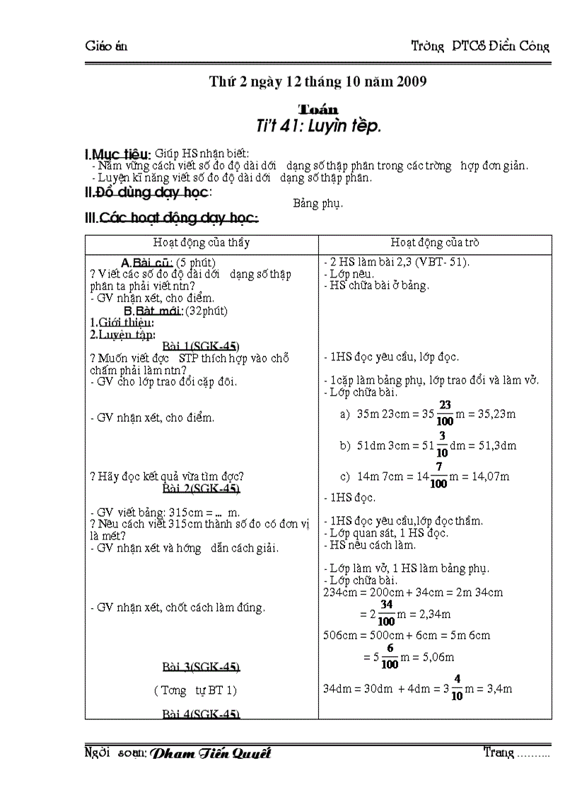 Giáo án tuần 9 lớp 5