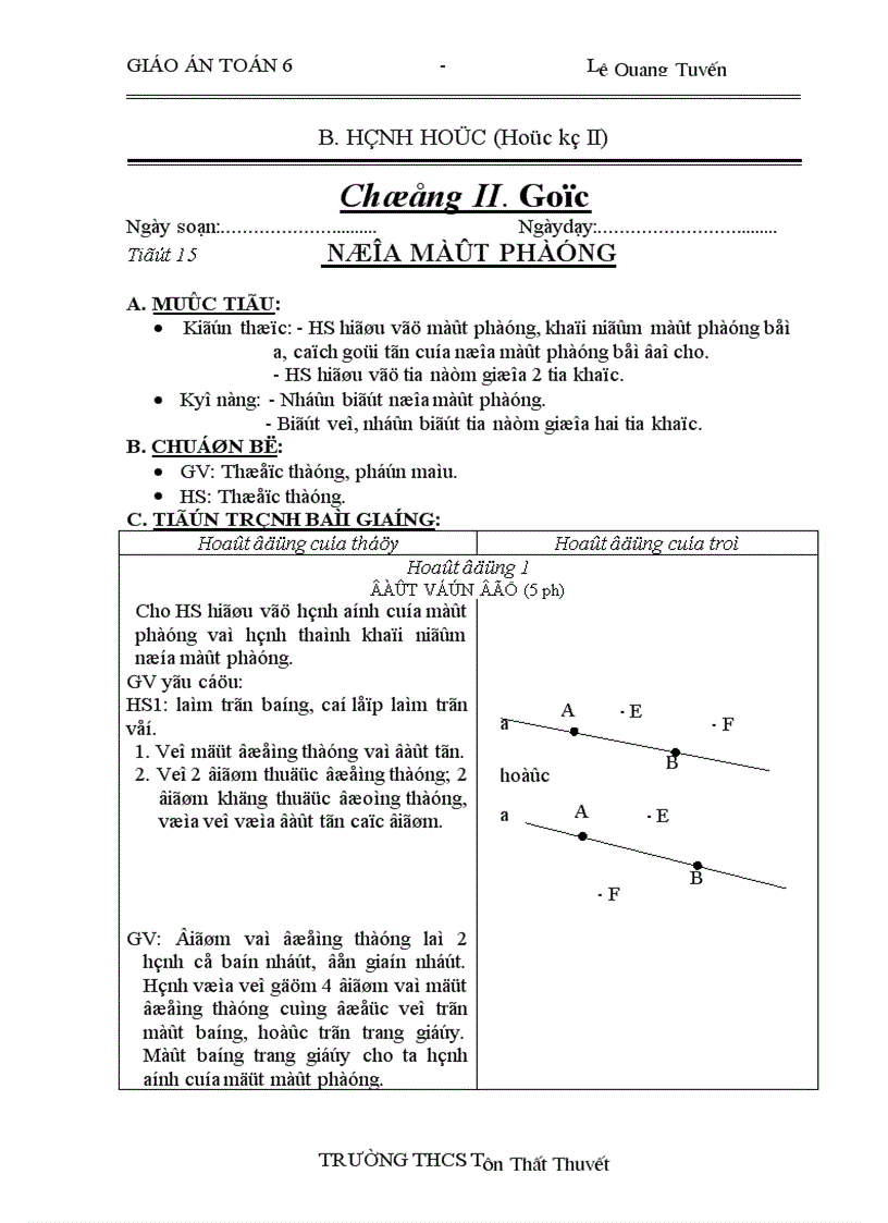 Giáo án hình học 6 hkII