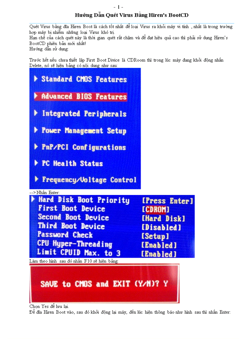 Hướng dẫn quét virut bằng đĩa Hirent s Boot