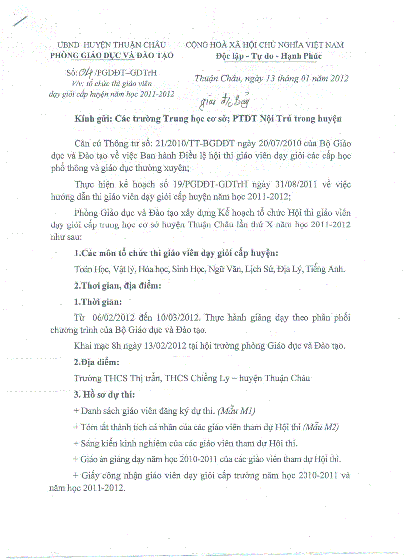 Hướng dẫn thi giáo viên dạy giỏi