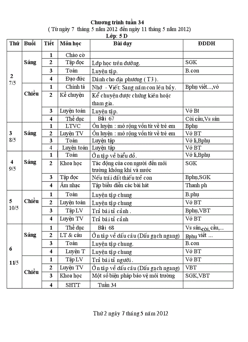 Giao an nguyet gui dai lai tuan 34