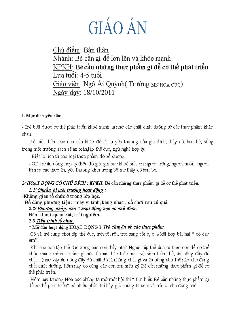 Giáo an phát triển nhận thức 1