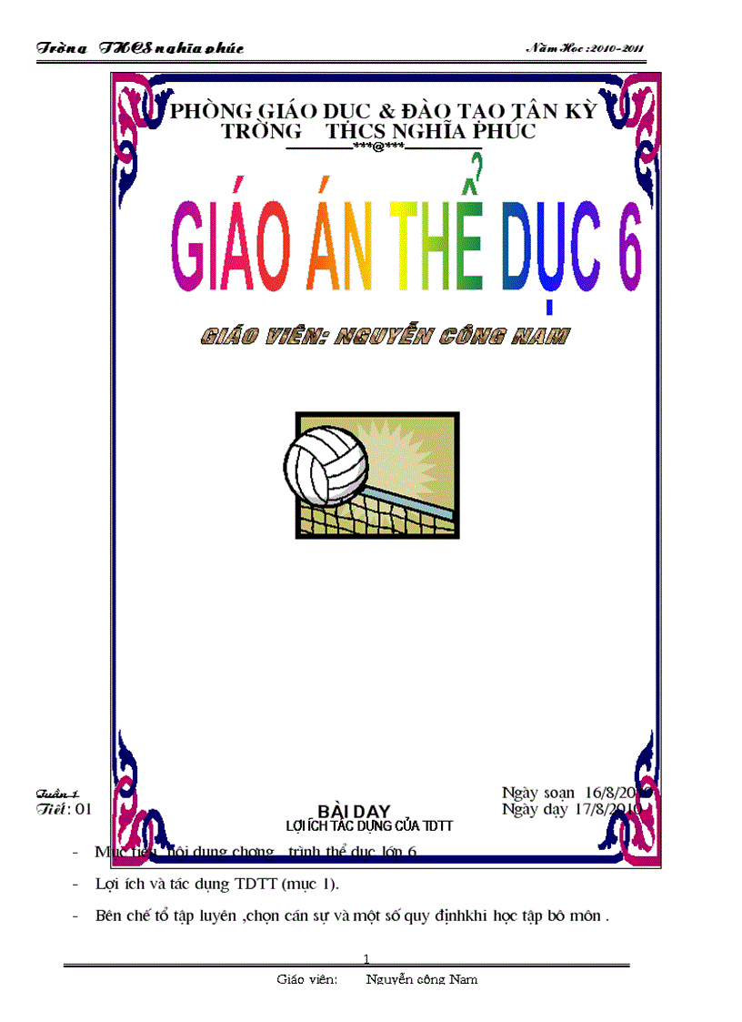 Giao an the duc 6 hoc ky 1