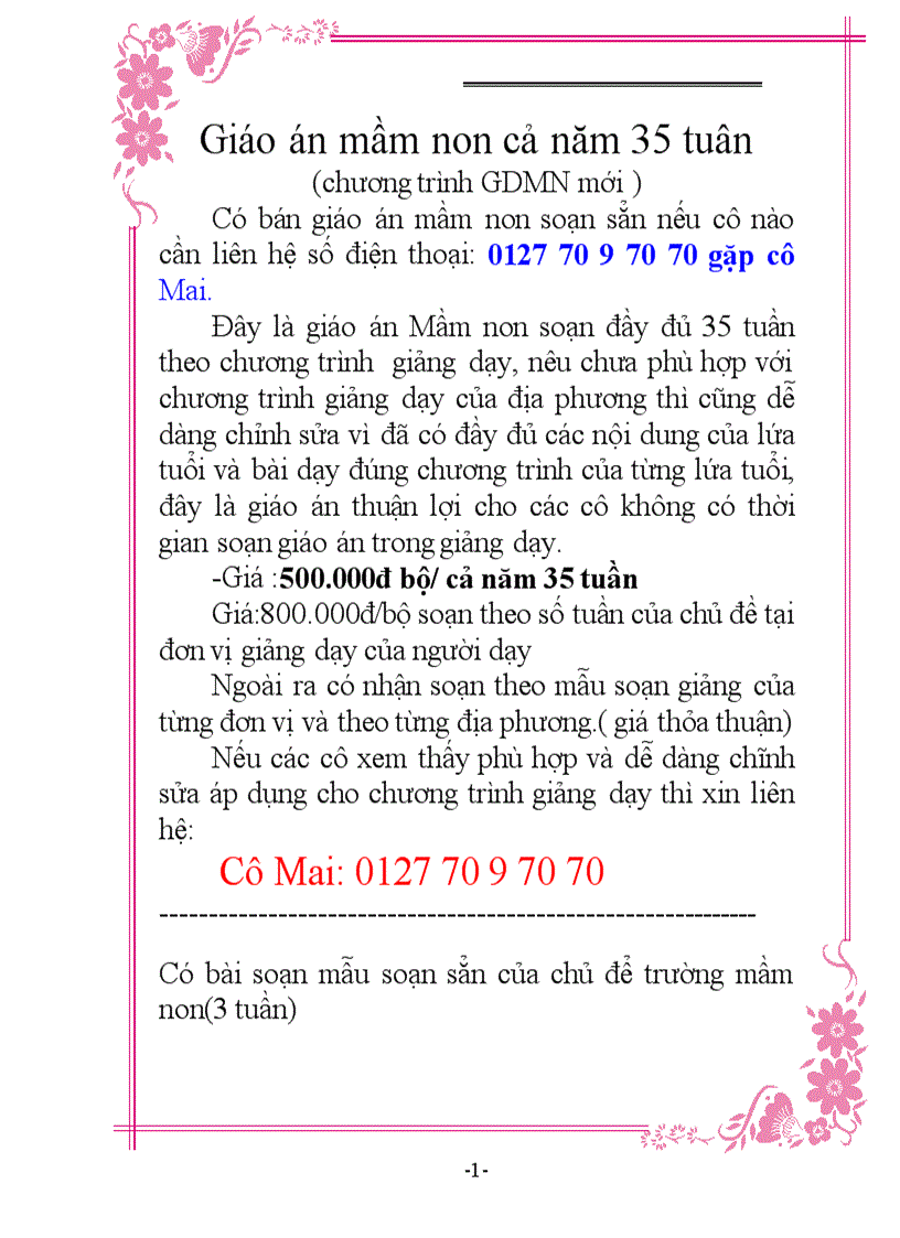 Giáo an đủ 35 tuần