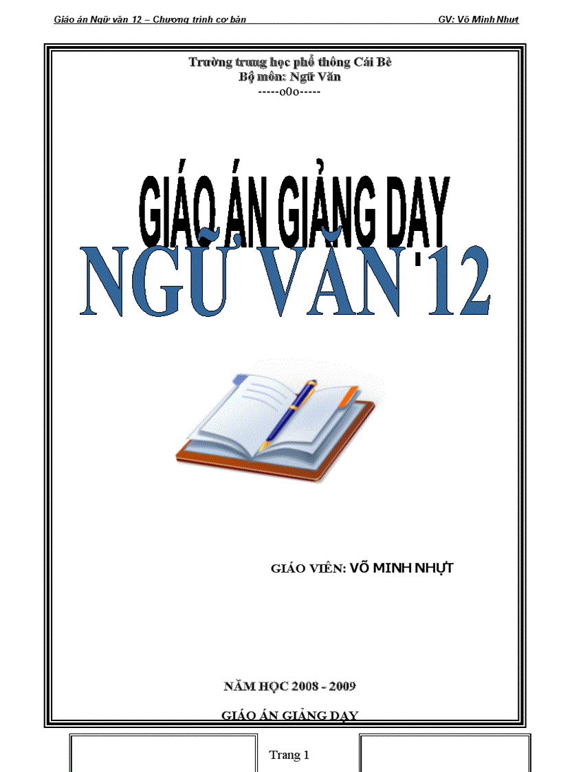 Giáo Án Ngữ Văn 12 Cả Năm