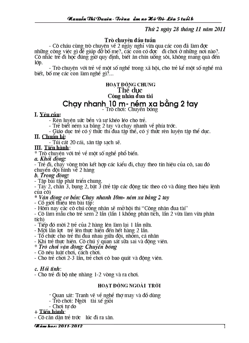 Kế hoạch tuần 14 ngành nghề