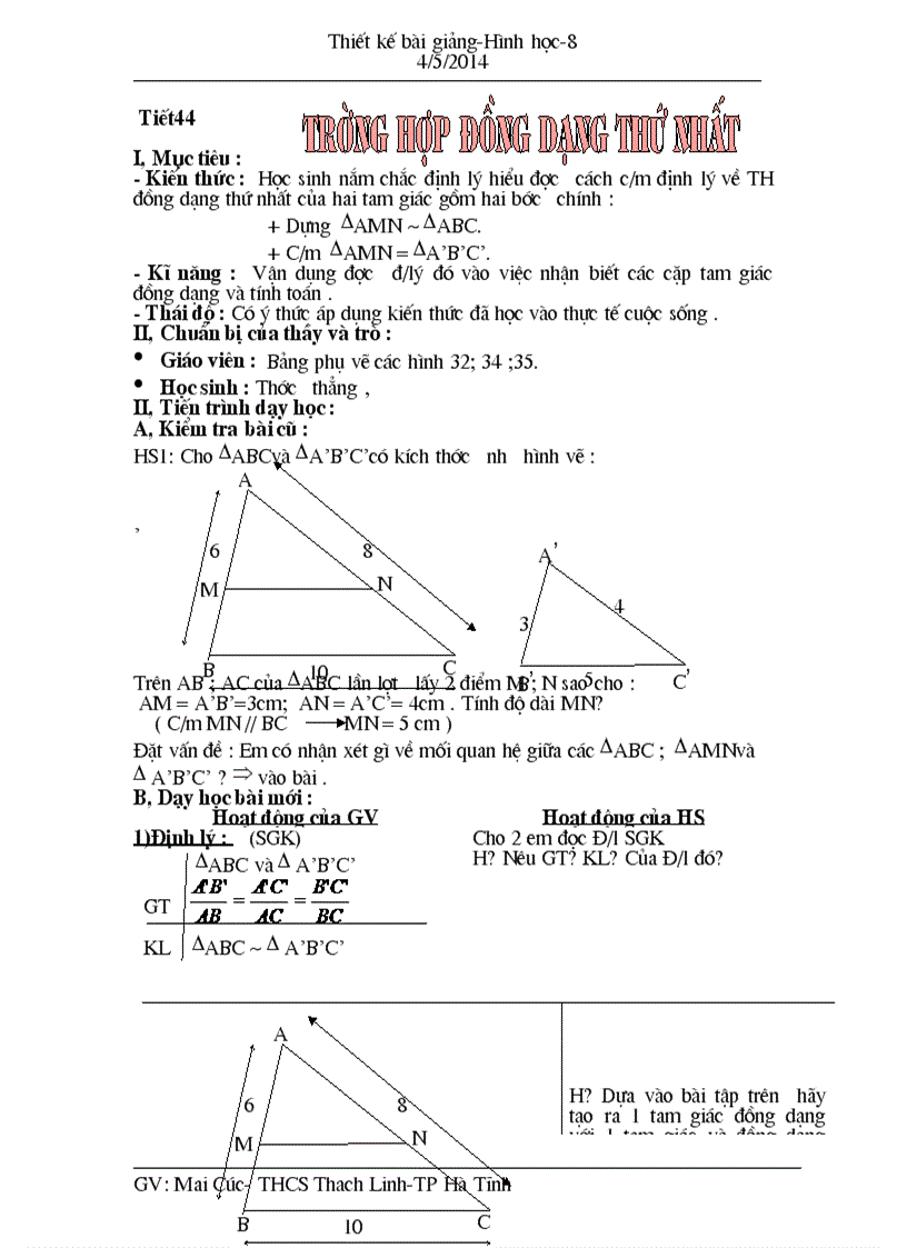 Hình học 8 t44 45