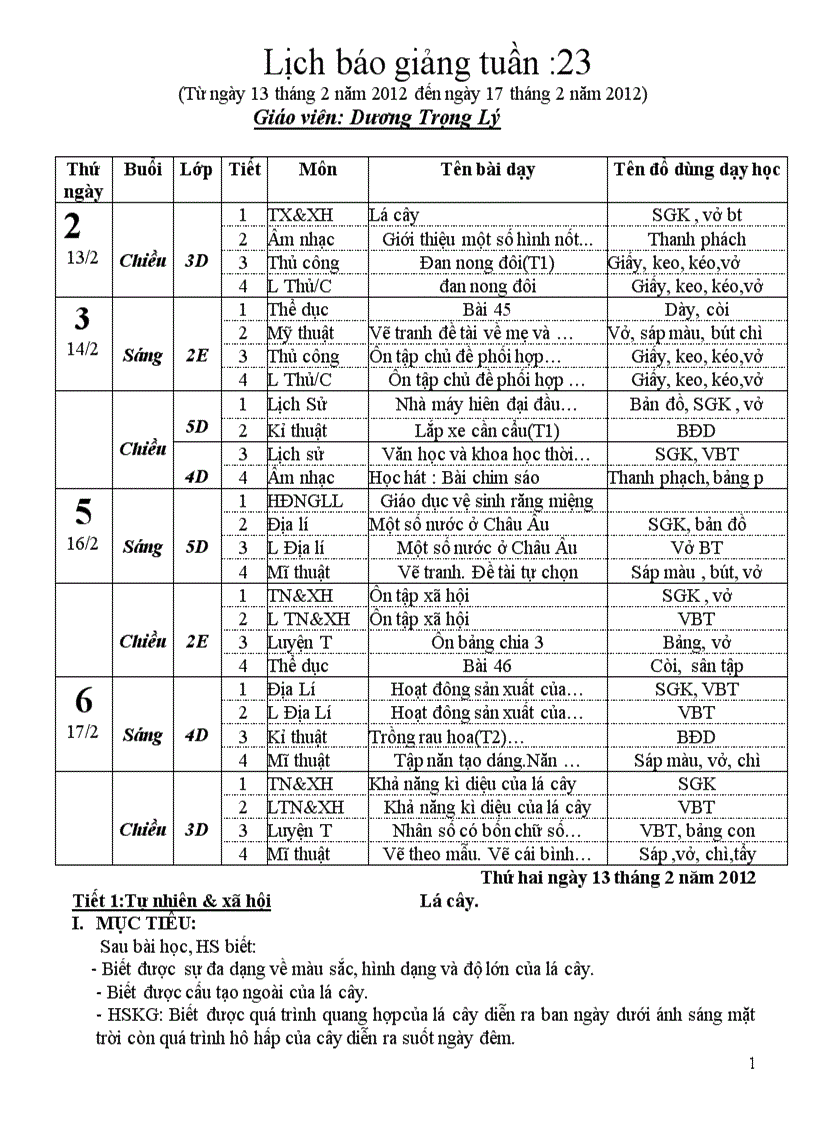 Giáo án tuan 23lớp 2 3 4 5