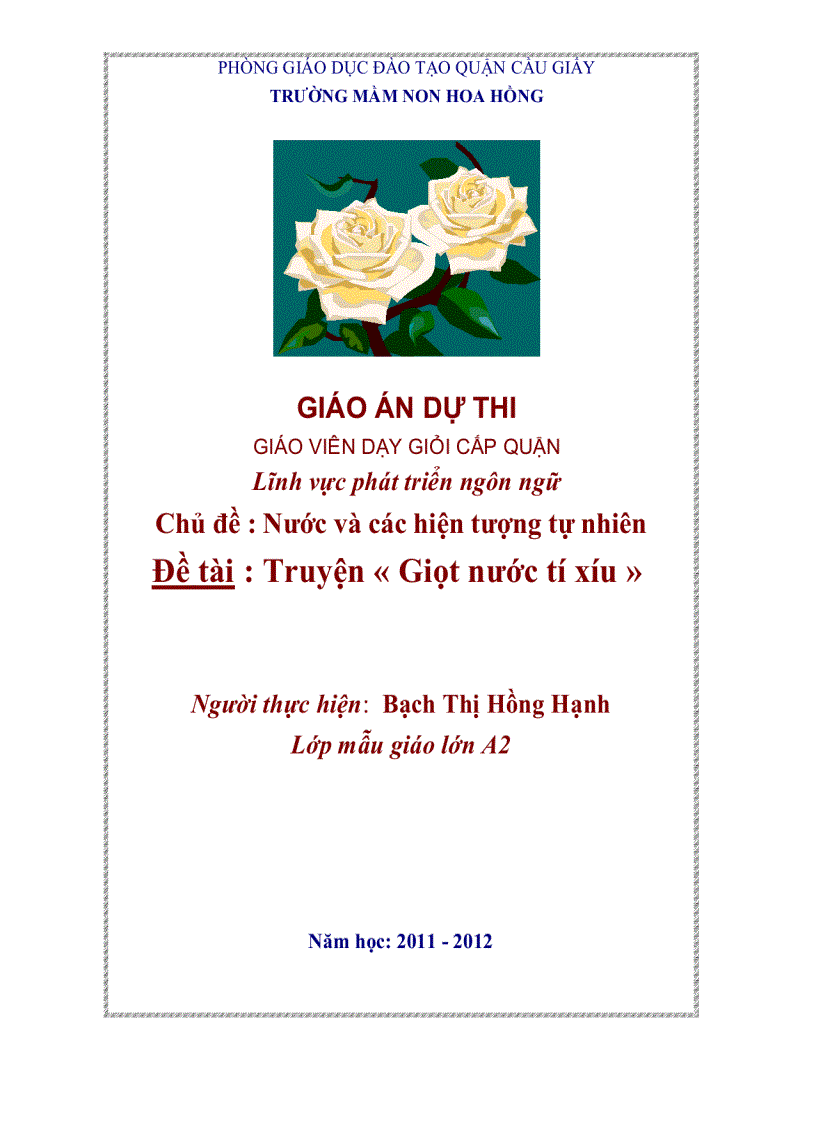 Giáo án dự thi cấp quận