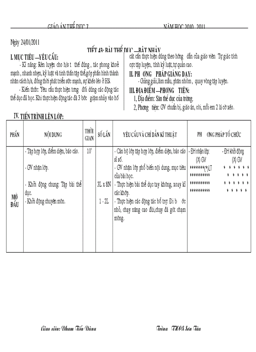 Thể dục 7 Kì II